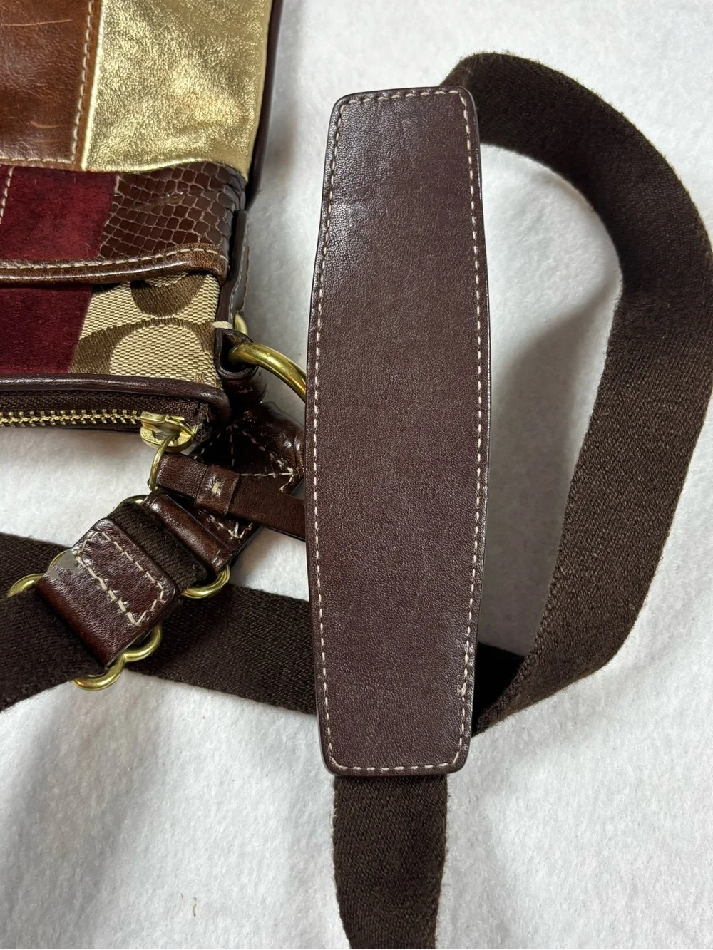 Coach Patchwork Crossbody Bag Leather Suede  Signature Style Y2K Purse